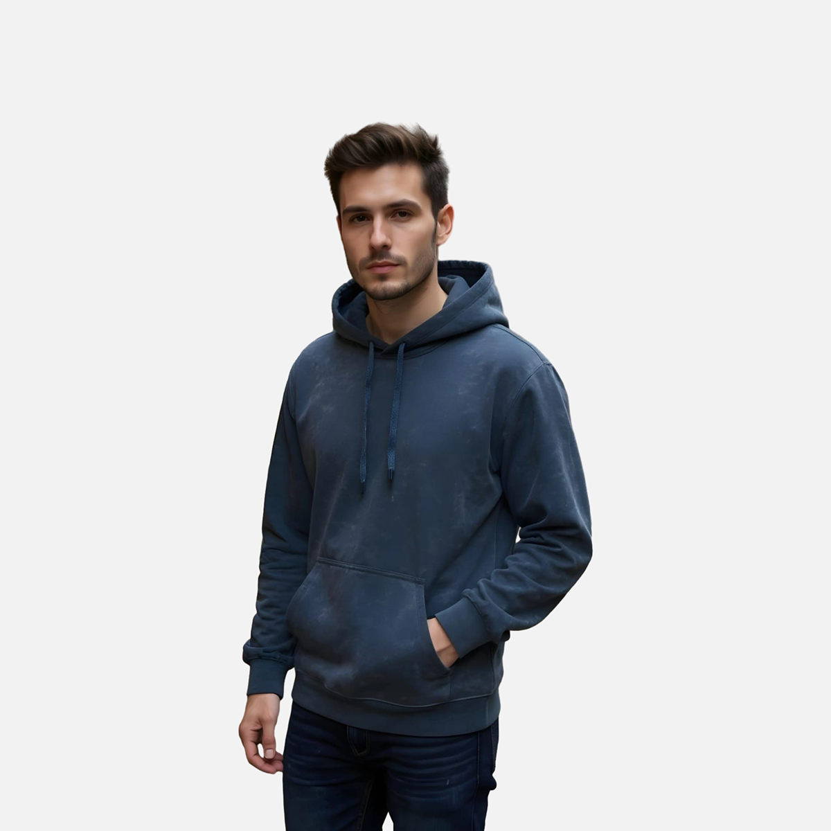 Navy Blue Acid Washed Hoodie