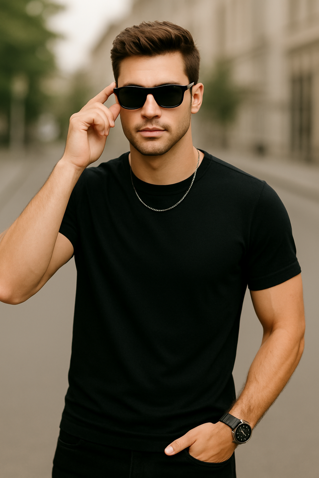 Mens Streetwear - Coffee Brown Classic Crew T-Shirt