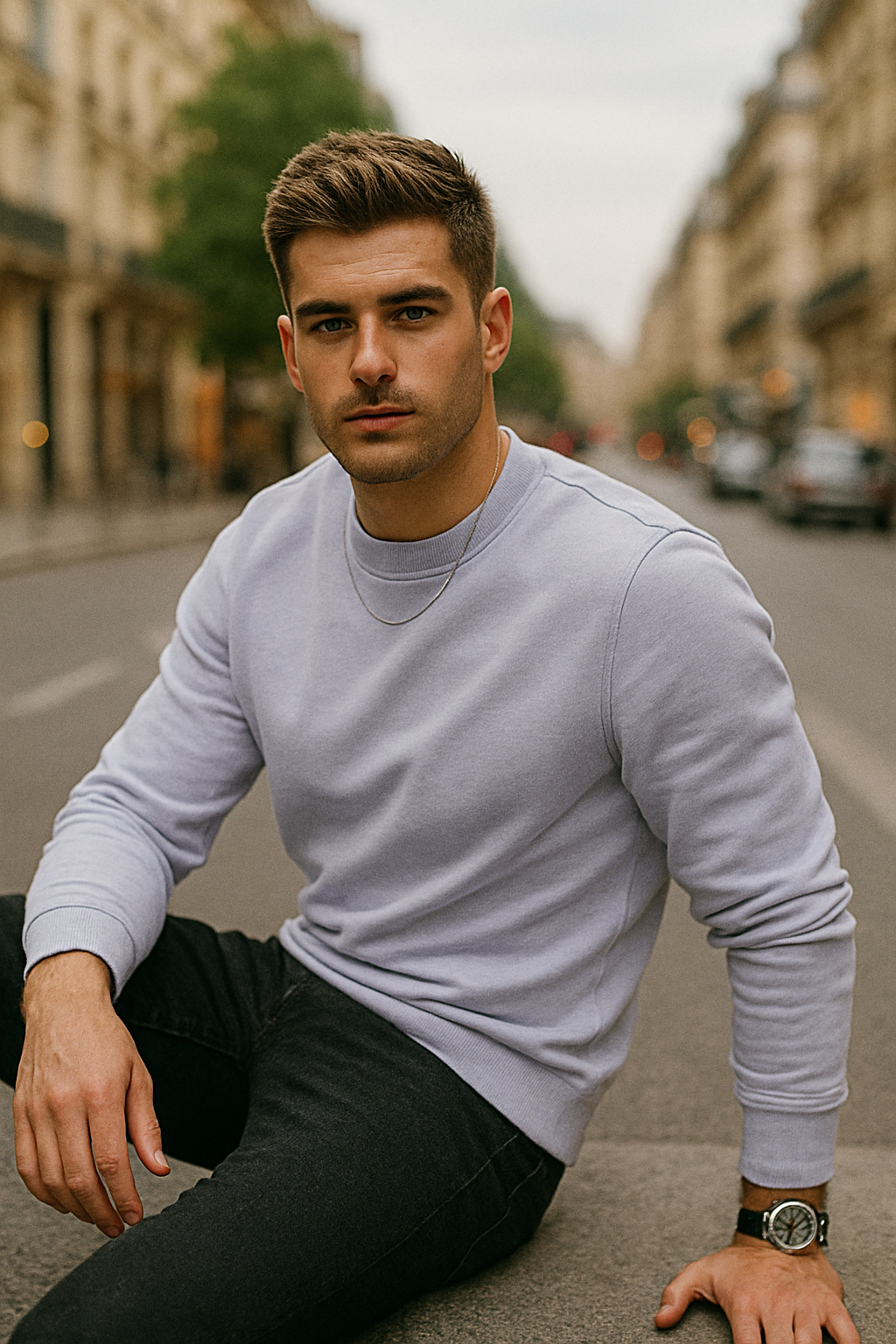 Men's Essential Plain Lavender Sweatshirt