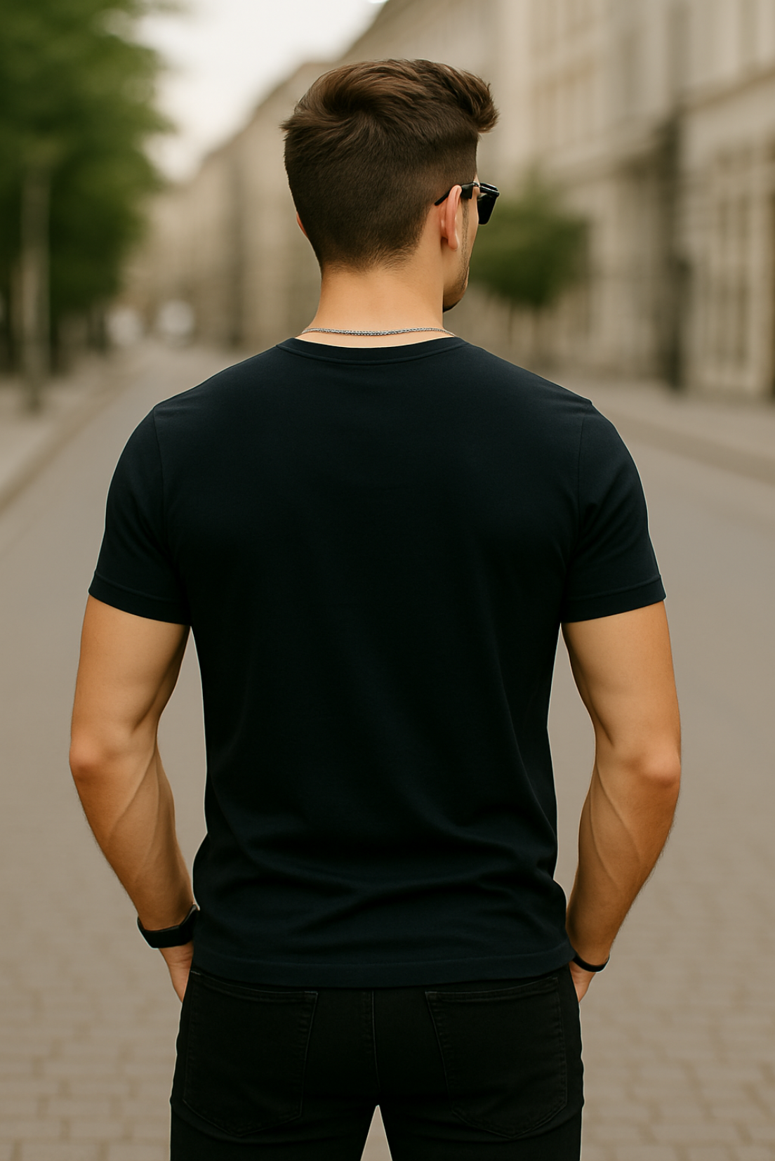 Men's Essential Navy Blue Classic Crew T-Shirt