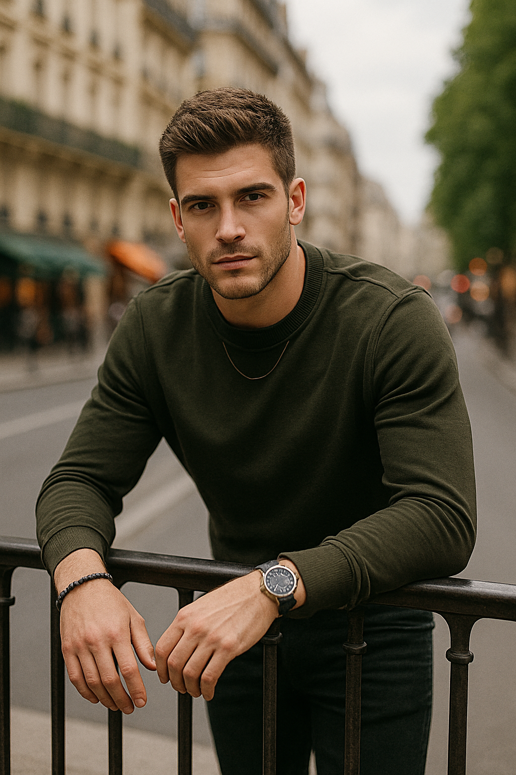 Men's Essential Olive Green Sweatshirt
