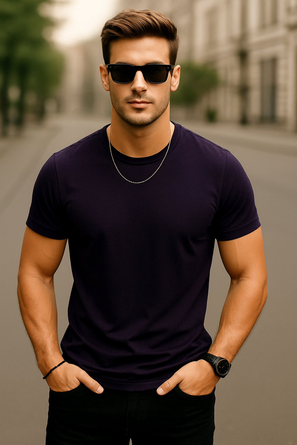 Men's Essential - Purple Classic Crew T-Shirt