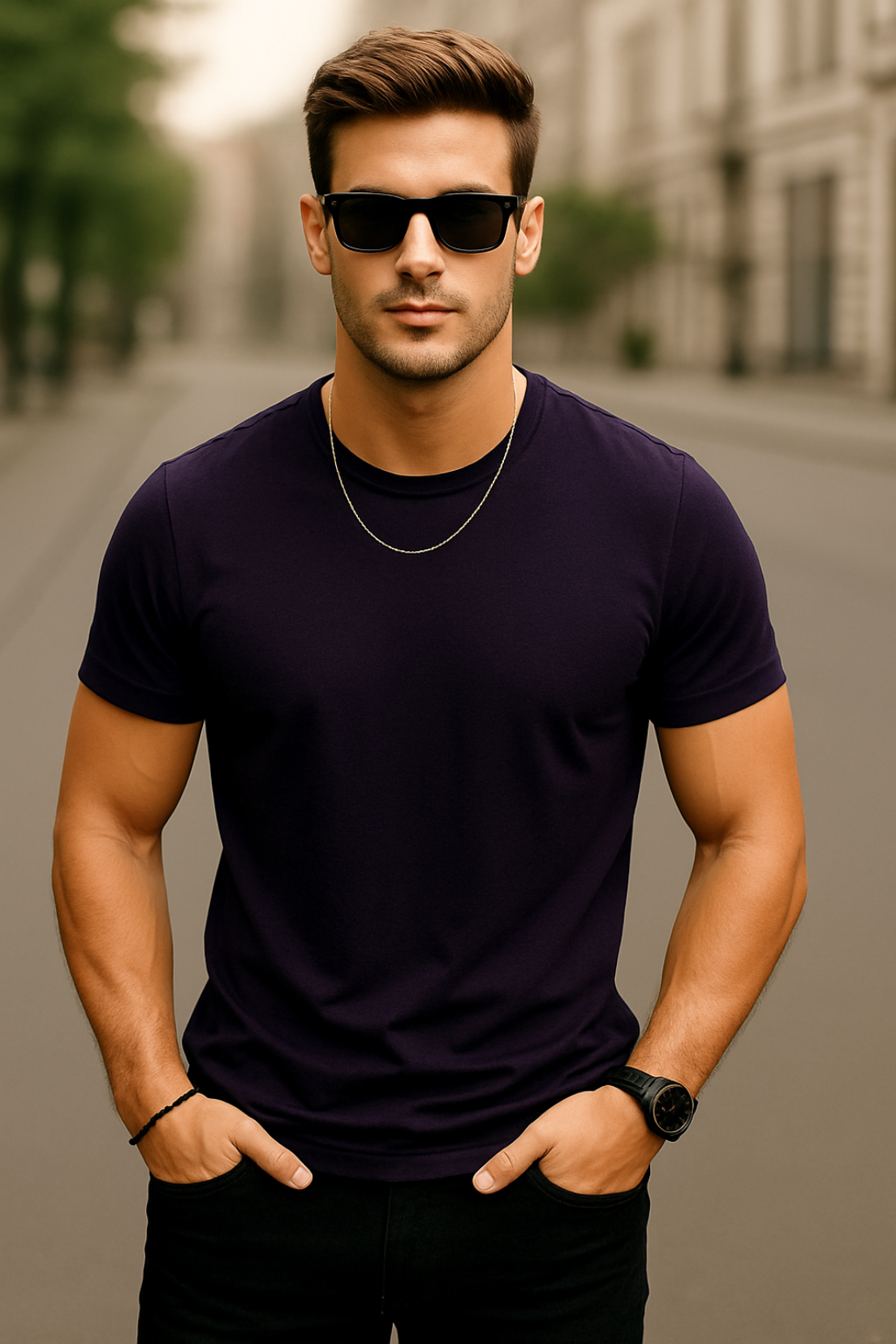 Men's Essential - Purple Classic Crew T-Shirt